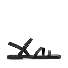 Kira Black Leather Strappy Sandal