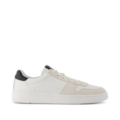 TRVL LITE Court White and Black Leather Sneaker