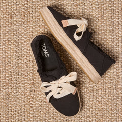Carolina Lace-Up Espadrille Black Beachside Woven