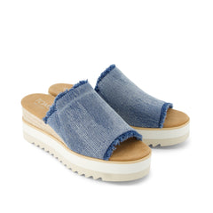 Diana Mule Wedge Sandal Dark Sky Textured Denim