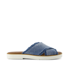 Mae Crossover Slide Sandal Dark Sky Textured Denim