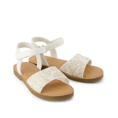 Remi Ankle Strap Kids Sandal Egret Botanical Eyelet