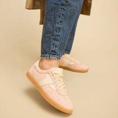 Collins Pale Rose Suede and Leather Lace Up Sneaker