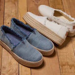 Valencia Platform Espadrille Textured Denim