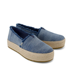 Valencia Platform Espadrille Textured Denim