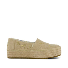 Valencia Platform Espadrille Natural Undyed Metallic Dragonflies