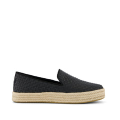 Carolina Espadrille Black Woven Basket PU Leather