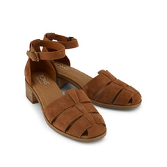 Jaclyn Fisherman Heel Amber Brown Kid Suede