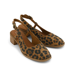 Jaclyn Slingback Heel Brown Sugar Leopard Print Suede