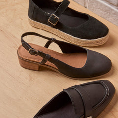 Jaclyn Slingback Heel Black Nubuck Leather