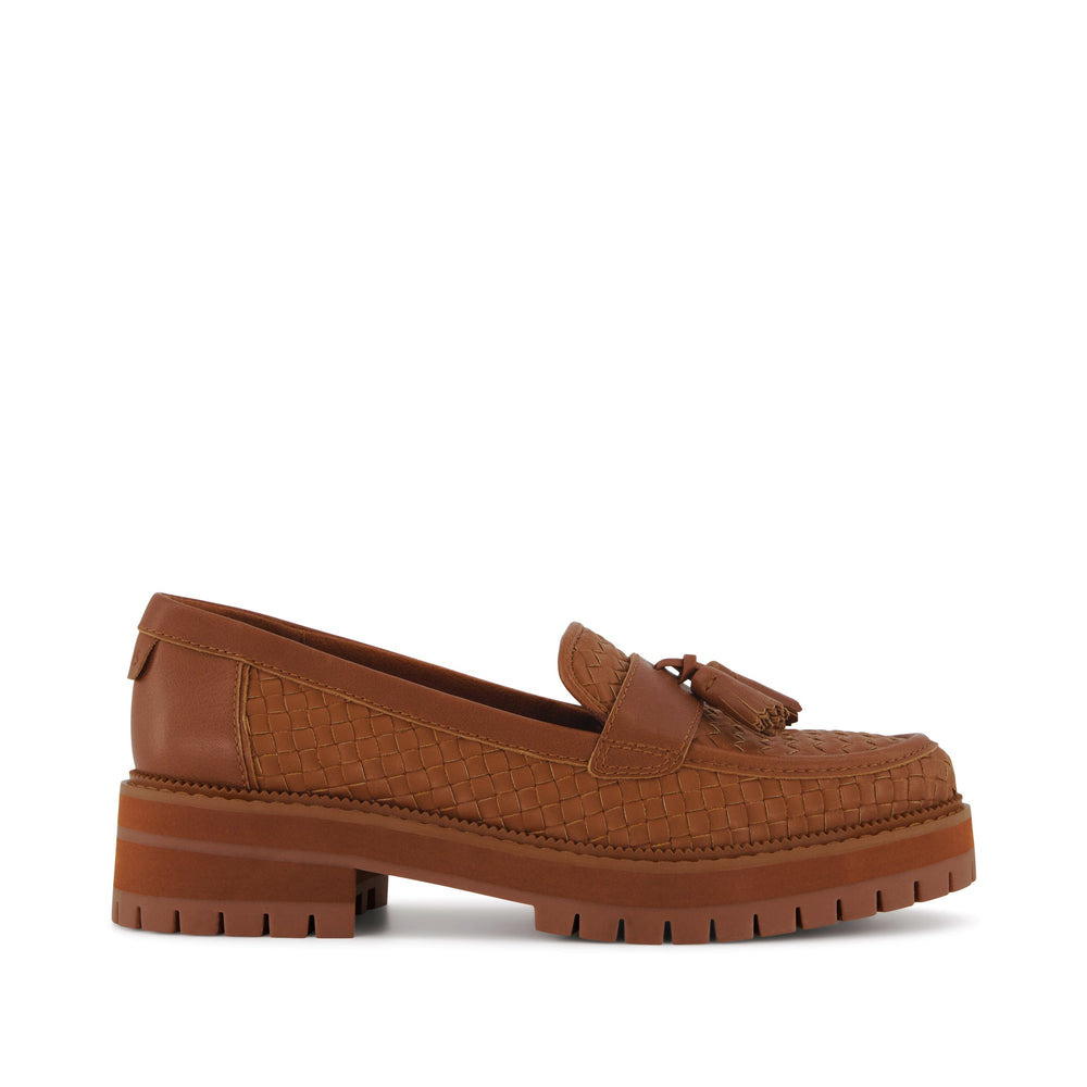 Cara Loafer Amber Brown Basketweave Leather