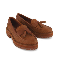 Cara Loafer Amber Brown Basketweave Leather