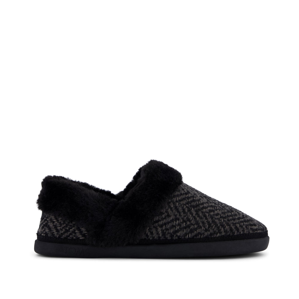 Oslo Convertible Slipper Black Herringbone