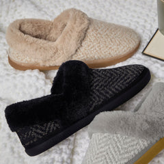 Oslo Convertible Slipper Black Herringbone