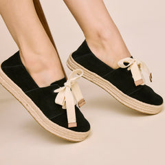 Carolina Lace-Up Espadrille Black Suede
