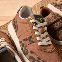 TRVL LITE Retro Runner Sneaker Water Repellent Brown Sugar Leopard Print Suede