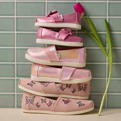 Kids Shoe Alpargata Classic Kids Shoe Rose Pink Metallic Twill/Bow