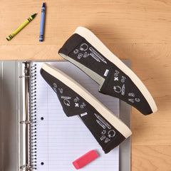 Alpargata Plus Black Slub Woven with Back To School Doodle Embroidery