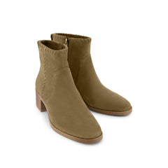 Delilah Heeled Boot Water Repellent Military Olive Suede