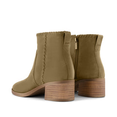 Delilah Heeled Boot Water Repellent Military Olive Suede