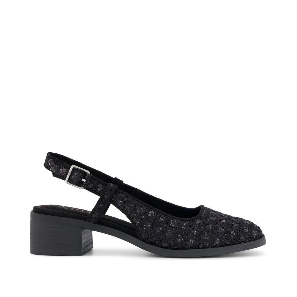 Jaclyn Heel Black Geometric Sequins