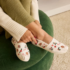 Alpargata Classic Natural Gingerbread Candy Cane Embroidery