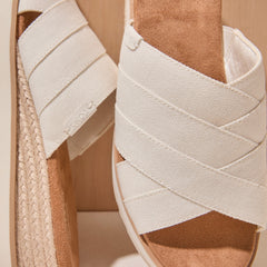 Diana Crossover Mule Wedge Sandal White Canvas