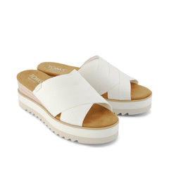 Diana Crossover Mule Wedge Sandal White Canvas