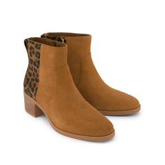 Delilah Heeled Boot Water Repellent Brown Sugar Leopard Suede