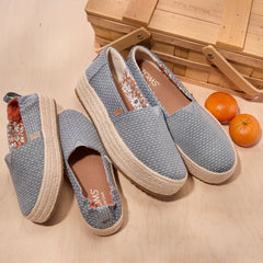 Valencia Platform Espadrille Niagara Mist Chambray Dot