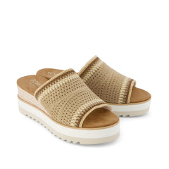 Diana Mule Wedge Sandal Almond Crochet