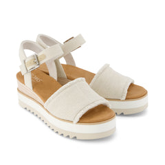 Diana Wedge Sandal White Denim Fray