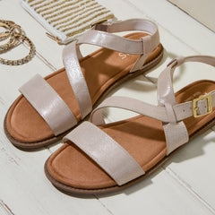Mar Strappy Sandal Champagne Shimmer Suede