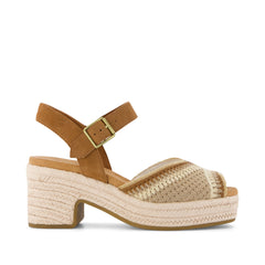 Isla Peep Toe Heeled Sandal Almond Crochet