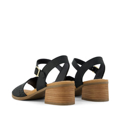 Eloise Sandal Black Perforated Leather