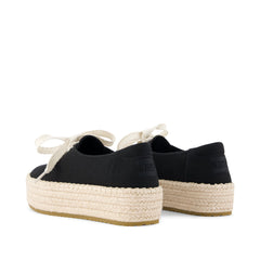 Valencia Lace-Up Platform Espadrille Black Canvas
