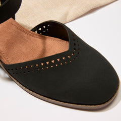 Jaclyn Heel Black Perforated Leather