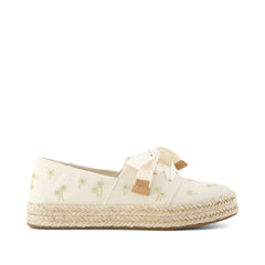Carolina Lace-Up Espadrille Metallic Embroidered Palm Trees