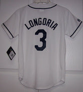 LONGORIA Tampa Bay Rays BOYS Majestic MLB Baseball jersey HOME White