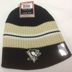 Pittsburgh Penguins Black Reebok NHL Striped Knit Hat