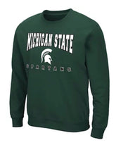 Colosseum Michigan State Spartans Forest Green Crewneck Fleece NCAA Sw