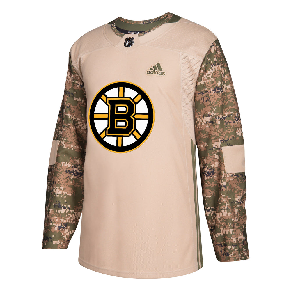 Boston Bruins Military Camo Khaki 258J Adidas NHL Pro Jersey