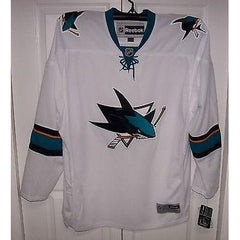 San Jose Sharks YOUTH Reebok Premier 7185 new Away White Jersey