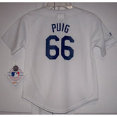 PUIG Los Angeles Dodgers BOYS Large 7 Majestic MLB Baseball jersey Whi