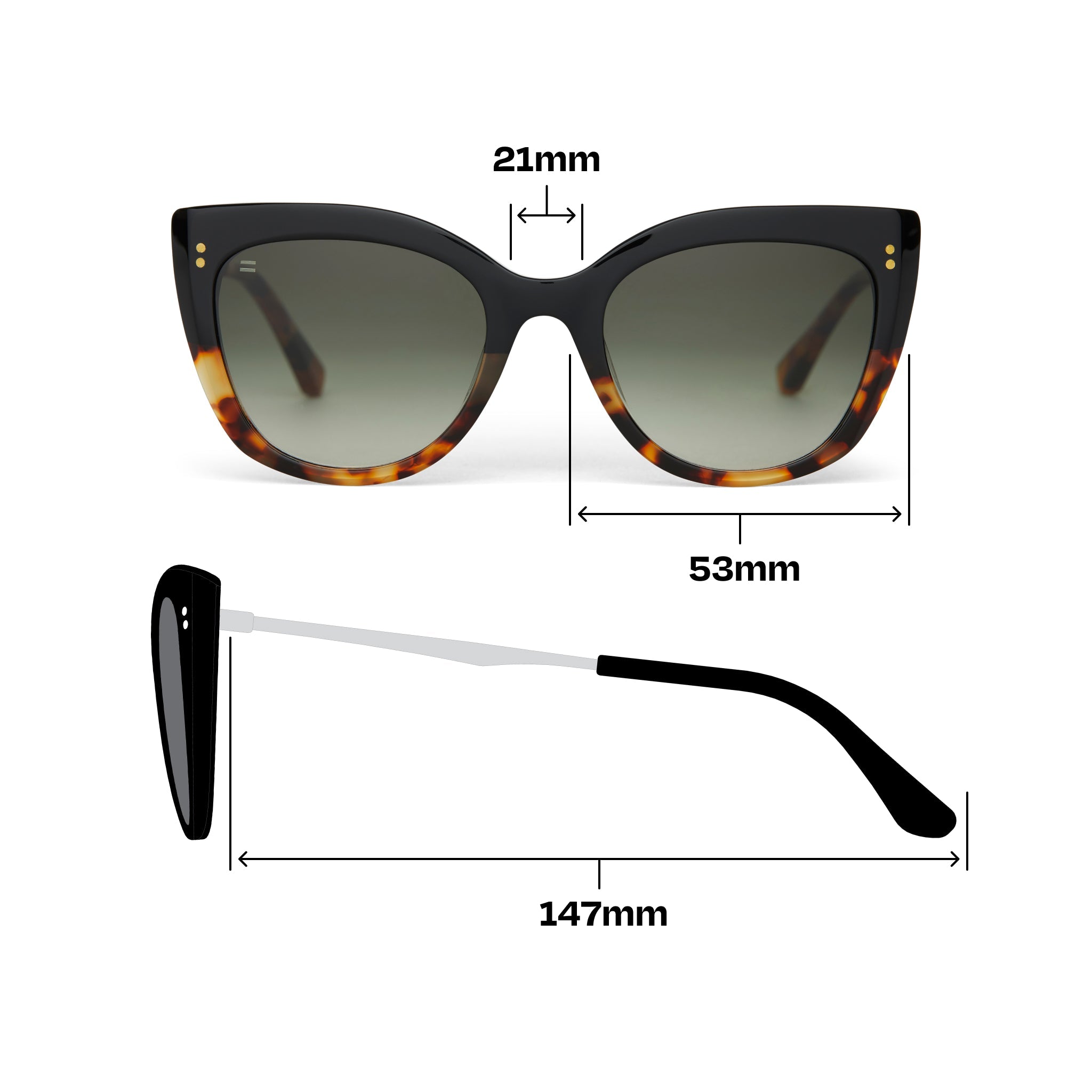 Sophia Black Tortoise Fade Handcrafted Sunglasses