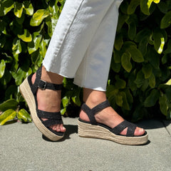 Audrey Black Metallic Wedge Sandal