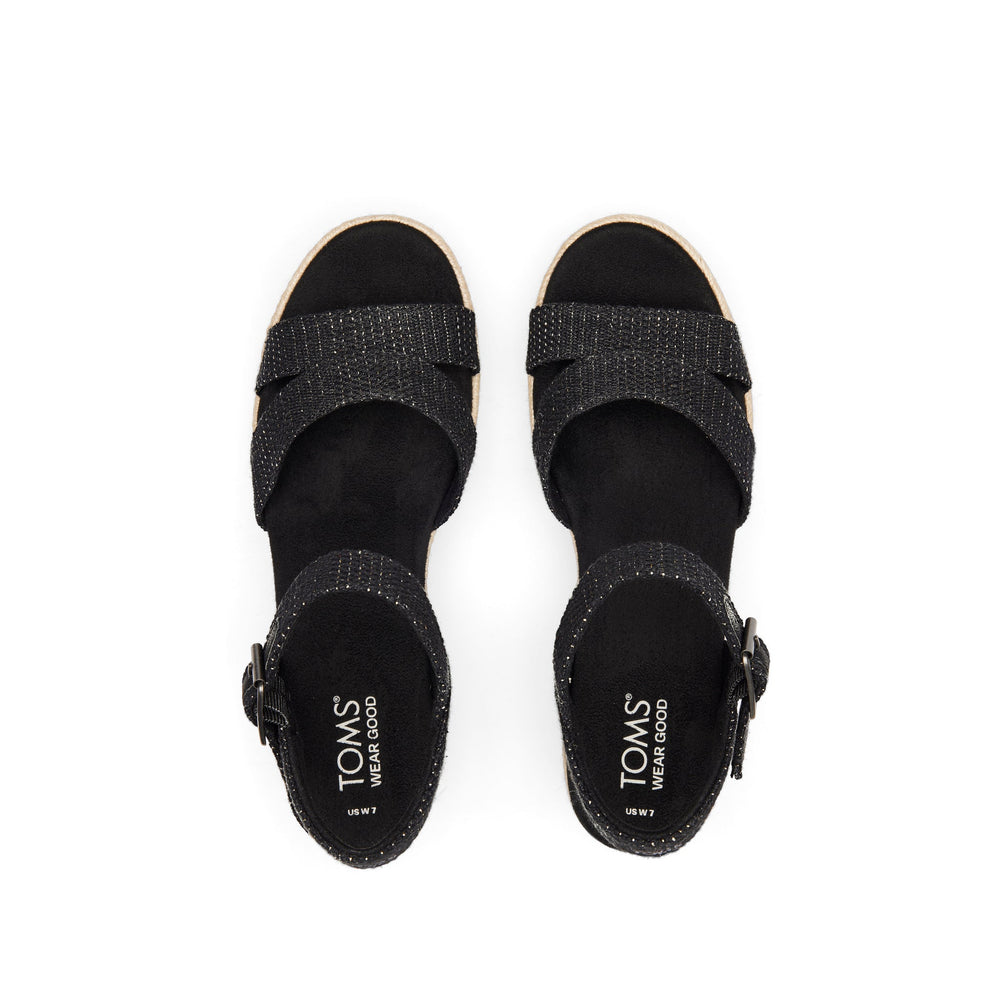 Audrey Black Metallic Wedge Sandal