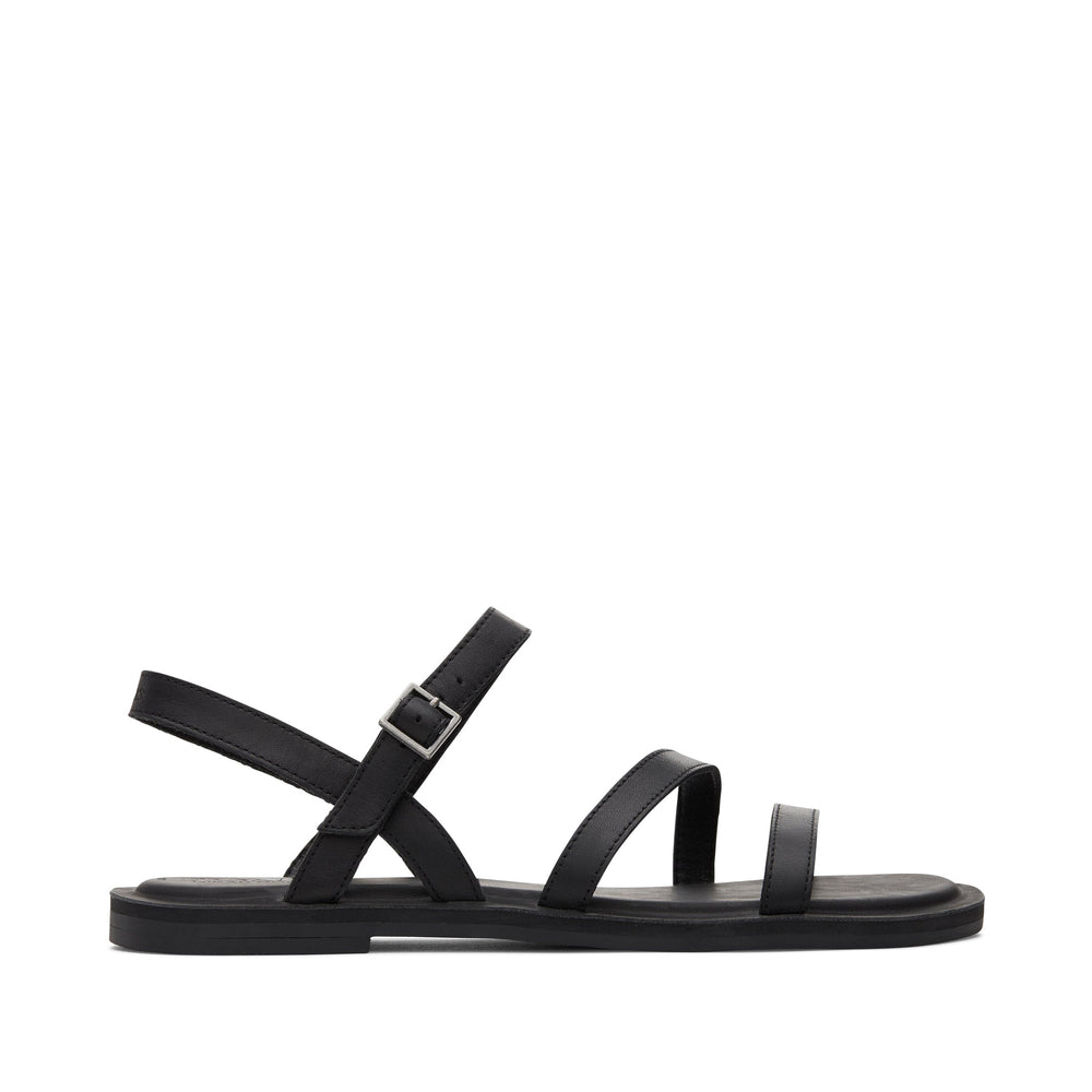 Kira Black Leather Strappy Sandal