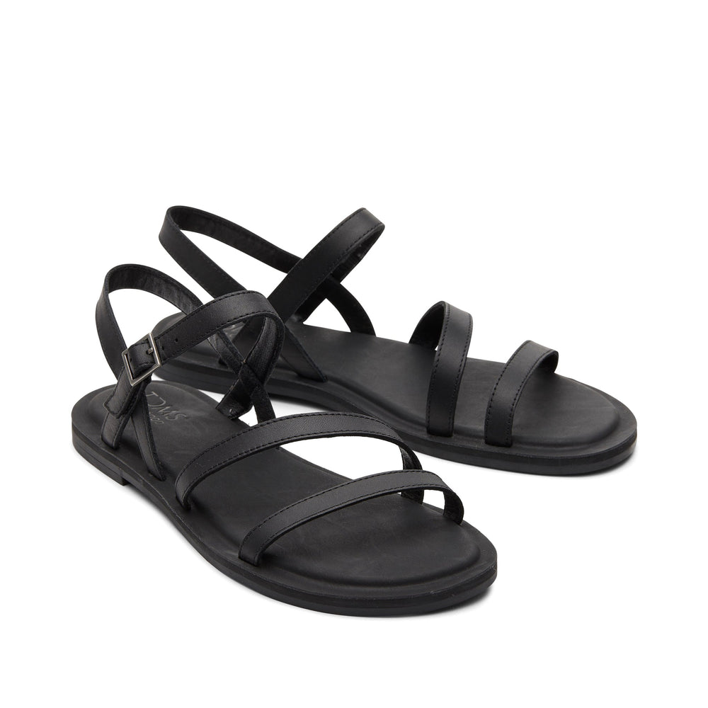 Kira Black Leather Strappy Sandal