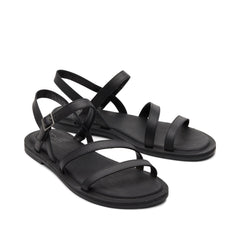Kira Black Leather Strappy Sandal